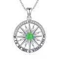 wholesale 925 Sterling Silver Green Opal Compass Necklace I'd be lost without you Pendant Gift for Women-0-0