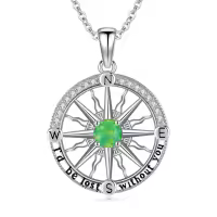 wholesale 925 Sterling Silver Green Opal Compass Necklace I'd be lost without you Pendant Gift for Women-E May
