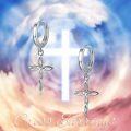 wholesale 925 Sterling Silver Evil Eye Cross Drop Hoop Earrings for Women Girls Huggie Minimalist-0-1
