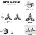 wholesale 925 Sterling Silver Celtic Knot Trinity Stud Earrings for Men & Women - Irish -0-2