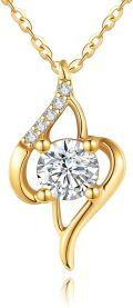 wholesale 14K Gold Diamond Heart-Shaped Pendant Necklace for Women and Moms-0-0