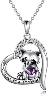 wholesale 925 Sterling Silver Panda Heart Pendant Necklace for Women Animal Lover Gift-Raccoon