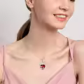 wholesale 925 Sterling Silver Heart-Shaped Red Crystal Phoenix Pendant Necklaces Wholesale for Women-0-1