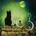 wholesale 925 Sterling Silver Cat Moon Drop Dangle Earrings for Women-0-5