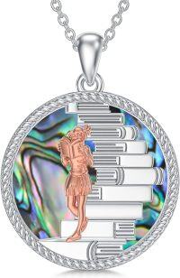 wholesale 925 Sterling Silver Round Abalone Shell Girl Reading Books Pendant Necklace for Women-Book Lover-Abalone-2