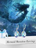 TOUPOP Sterling Silver Moonstone Frog/Mermaid Teardrop Dangle Earrings-0-2