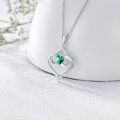 wholesale TOUPOP Forever Love Heart May Birthstone Pendant Necklaces For Women S925 Sterling Silver With Emerald, Birthday Jewelry Gift For Mom Daughter Wife -0-3