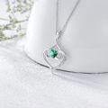 TOUPOP Sterling Silver Emerald Pendant Necklace, Birthday Gift For Women-0-3