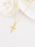 TOUPOP 14K Gold Sunflower Cross Pendant Necklace For Women-0-4