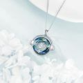 wholesale 925 Sterling Silver Blue Crystal Headphones Musical Note Triple Moon Goddess Pendant Necklace-0-3