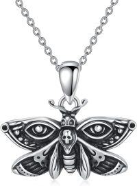 wholesale 925 Sterling Silver Evil Eye Moth Pendant Necklaces Gothic s for Her-Luna Moth