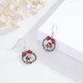 wholesale 925 Sterling Silver Metal Snowman Christmas Dangle Earrings with Red Bow and Green Stripes - Holiday  for Women-0-1