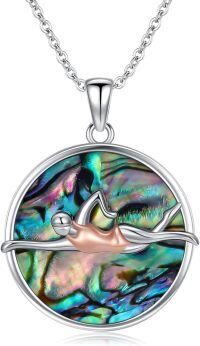 wholesale Sterling Silver Sports Jewelry Necklace for Women Soccer Basketball Gymnastics Swimming Ballet Running Golf Hockey Birthday Christmas Gifts-Swimming