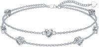 wholesale  Sterling Silver Heart Birthstone Anklet Bracelets for Women -04-White Anklet 9\"-11\"