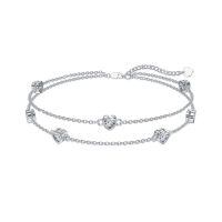 wholesale 925 Sterling Silver Heart Birthstone Anklet Bracelets for Women-04-White Anklet 9\"-11\"