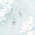 wholesale 925 Sterling Silver Freshwater Pearl Double Circle Drop Leverback Earrings-0-2