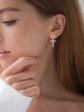 wholesale Rose Gold 925 Sterling Silver Bow and Cross Stud Earrings for Women - Faith  Ideas-0-4