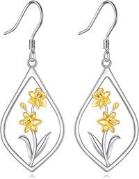 wholesale 925 Sterling Silver Daffodil Drop Earrings for Women Scottish s-Daffodil