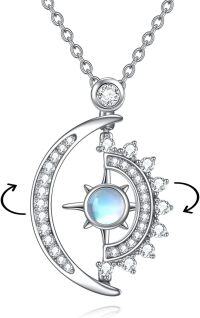 wholesale 925 Sterling Silver Moonstone & CZs Celtic Cross Crescent Moon Pendant Necklace Gift for Her Him-Moon and Sun Necklace