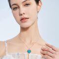 wholesale 925 Sterling Silver Heart-Shaped Turquoise Pendant Necklace for Women-0-3