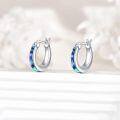 wholesale 925 Sterling Silver Blue Abalone Shell Teardrop Huggie Hoop Earrings for Women-0-3