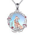wholesale 925 Sterling Silver Fox Pendant with Mushrooms and Branches - Cute Nature Themed Jewelry for Women-0-0