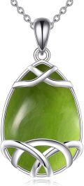 wholesale 925 Sterling Silver Green Peridot & Turquoise Celtic Knot Pendant Necklace-0-0