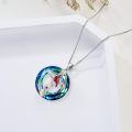 wholesale 925 Sterling Silver Red Cardinal Bird Cross Pendant Necklace Blue Crystal Circle-0-4