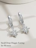 wholesale 925 Sterling Silver CZ Sun & Moon Drop Hoop Earrings for Women Girls  4cm Long-0-4