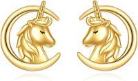 wholesale 14K Gold Unicorn Moon Stud Earrings for Women Gift Ideas-A-Unicorn