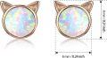 wholesale 925 Sterling Silver Cat Opal Stud Earrings Tiny Cute Animal Cat Pierced Earrings Jewelry for Women-0-5