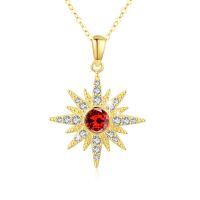 wholesale 925 Sterling Silver Sunburst Pendant With Opal And Cubic Zirconia-January Stone