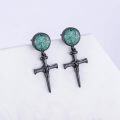 wholesale 925 Sterling Silver Cross & Turquoise Studs with Abalone Shell Drops-0-1