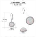 wholesale 925 Sterling Silver Opal Round Halo Leverback Dangle Drop Earrings for Women - Hypoallergenic  48mm Long-0-4