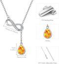 wholesale 925 Sterling Silver Amber Drop Pendant Infinity Necklace 45cm Chain-0-2
