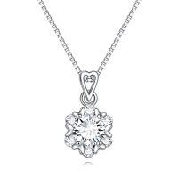 wholesale 925 Sterling Silver Heart Pendant Necklace-Open Heart Halo Diamond