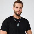 wholesale 925 Sterling Silver Saint Michael Archangel Turquoise Oval Pendant Necklace-0-3