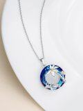 wholesale 925 Sterling Silver Blue Crystal Sea Turtle & Coconut Tree Pendant Necklace-0-2