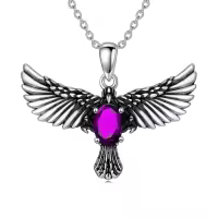 wholesale 925 Sterling Silver Birthstone Eagle Necklace for Women-February