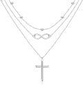 wholesale 925 Sterling Silver Infinity & Cross Layered Pendant Necklace Set - Holiday Gift Ideas for Her-0-0