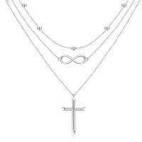 wholesale 925 Sterling Silver Infinity & Cross Layered Pendant Necklace Set - Holiday Gift Ideas for Her-Infinity Cross