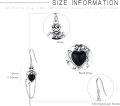 wholesale S925 Sterling Silver Heart Black Agate Rose Flower Drop Dangle Chain Earrings Gothic s for Women Halloween Birthday Thanksgiving-0-2