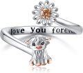 wholesale 925 Sterling Silver Highland Cow Adjustable Open Ring for Women Mom Grandma Mothers Day Gifts Daisy Ocean Jewelry Love You Forever-0-0