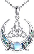 wholesale 925 Sterling Silver Abalone Shell Triquetra Moonstone Wiccan Pagan Pentagram Pendant Necklace-0-0