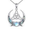 wholesale 925 Sterling Silver Celtic Knot Crescent Moon Pendant Necklace With Abalone Shell Moonstone-0-0