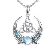 wholesale 925 Sterling Silver Celtic Knot Crescent Moon Pendant Necklace With Abalone Shell Moonstone-Abalone Necklace
