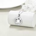 wholesale 925 Sterling Silver Compass Pendant Necklace with Blue World Map and White Stone Accents-0-2