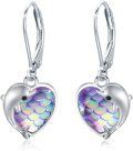 wholesale 925 Sterling Silver Mermaid Scale Heart-Shaped Dolphin Wave Stud Earrings for Women-0-0