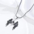 wholesale 925 Sterling Silver CZ Black Winged Cross Pendant Necklace  for Women & Men-0-1