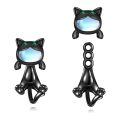 wholesale 925 Sterling Silver Cute Cat Drop Earrings Gun Black Plated Moonstone Zircon-0-0